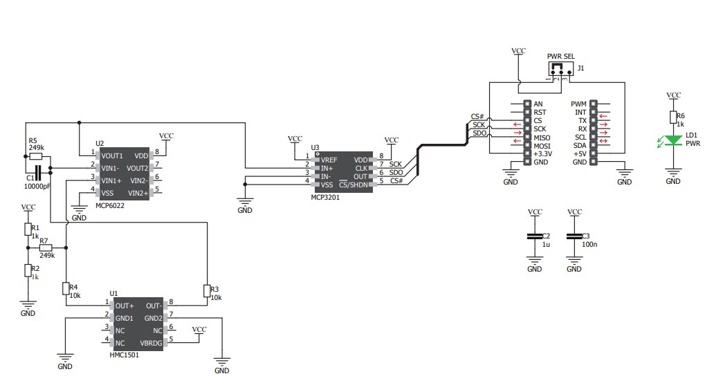 Schematic - Mikroe MIKROE-3274 Magnetic Linear Click